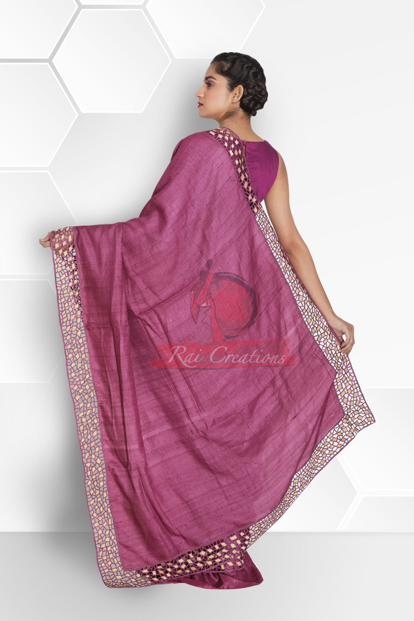 Magenta Rose Cutwork Saree