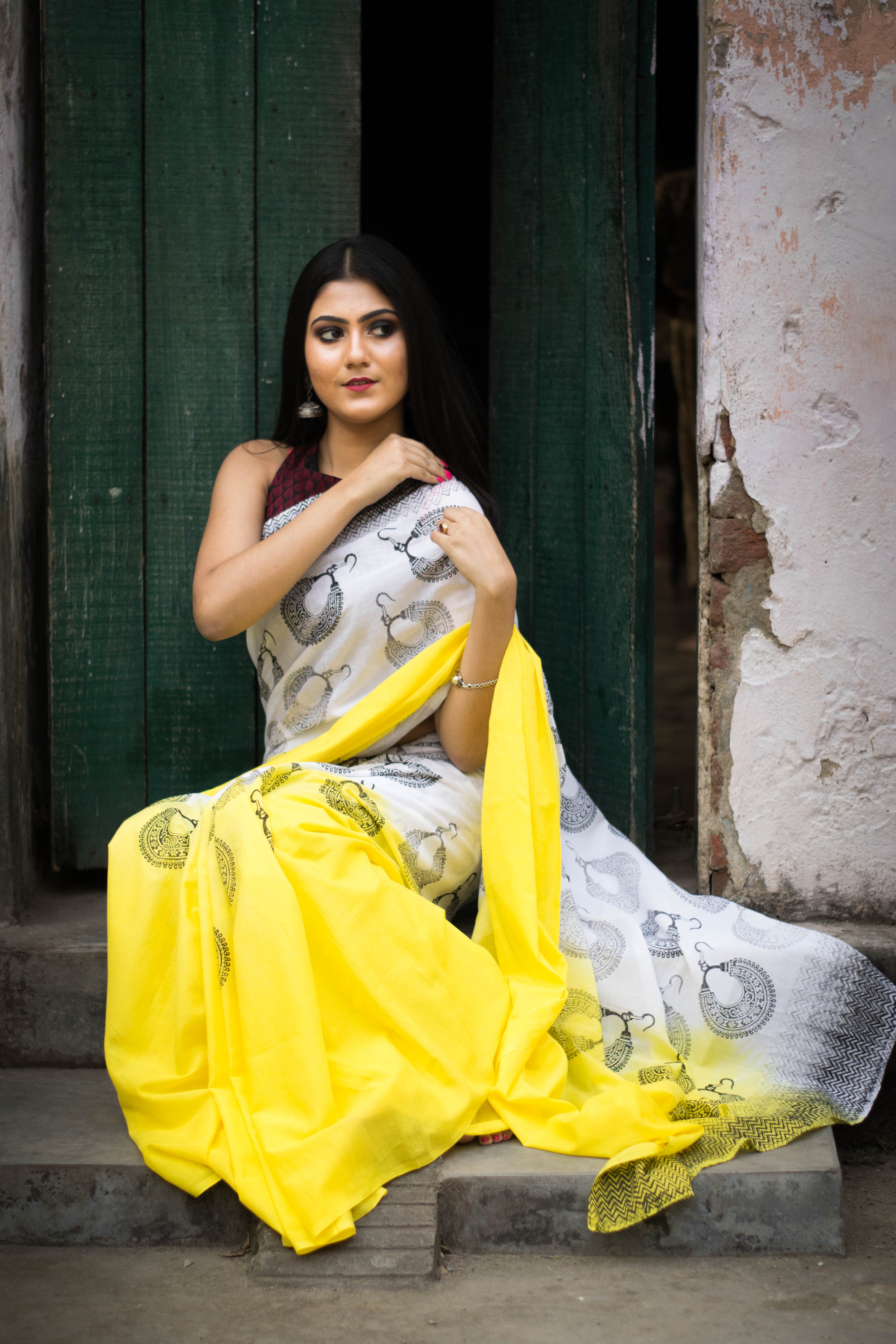 Jhumka Printed Malmal Cotton Saree