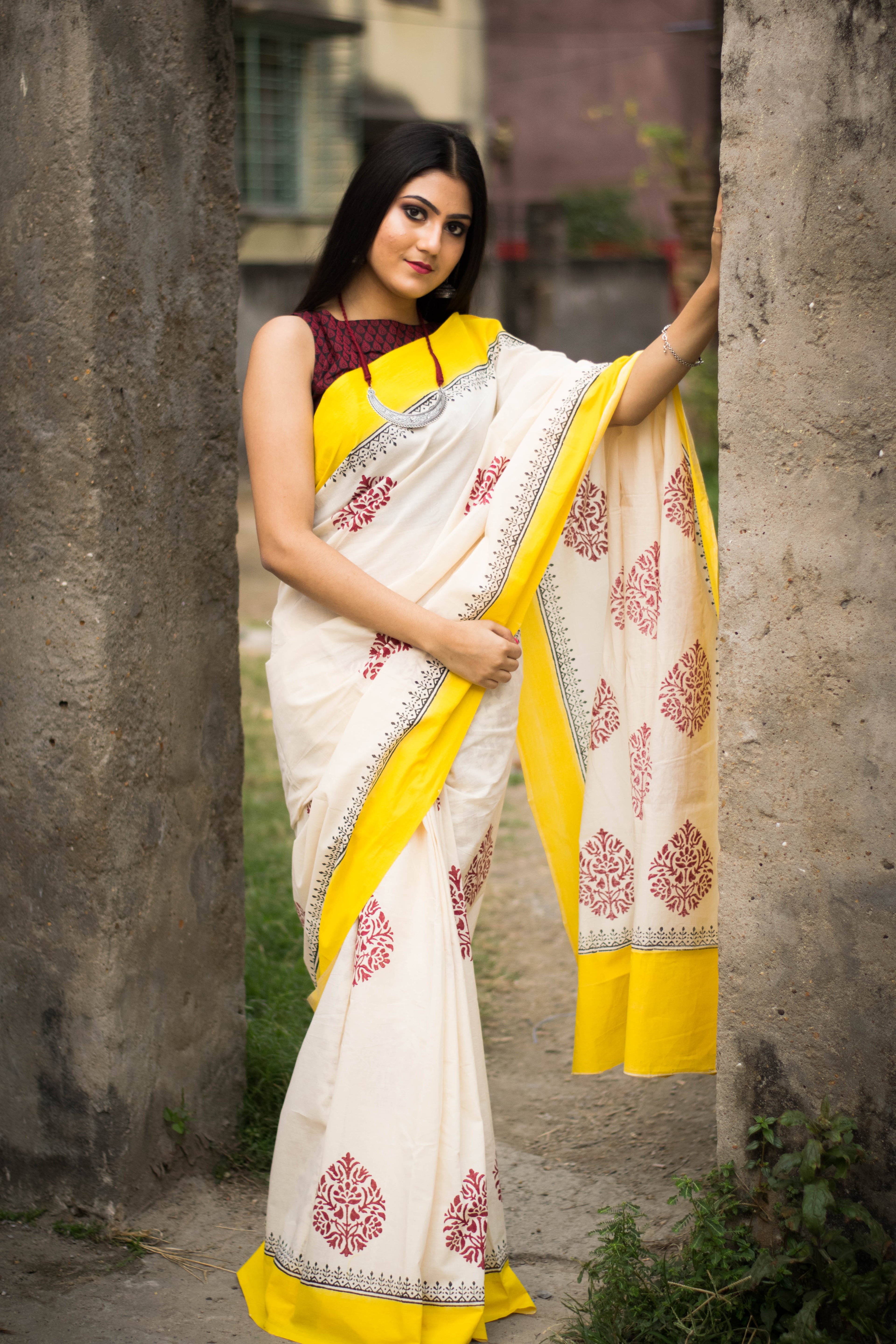 Block Printed Cotton Saree