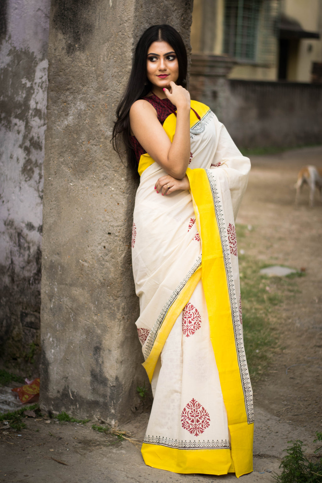 Block Printed Cotton Saree